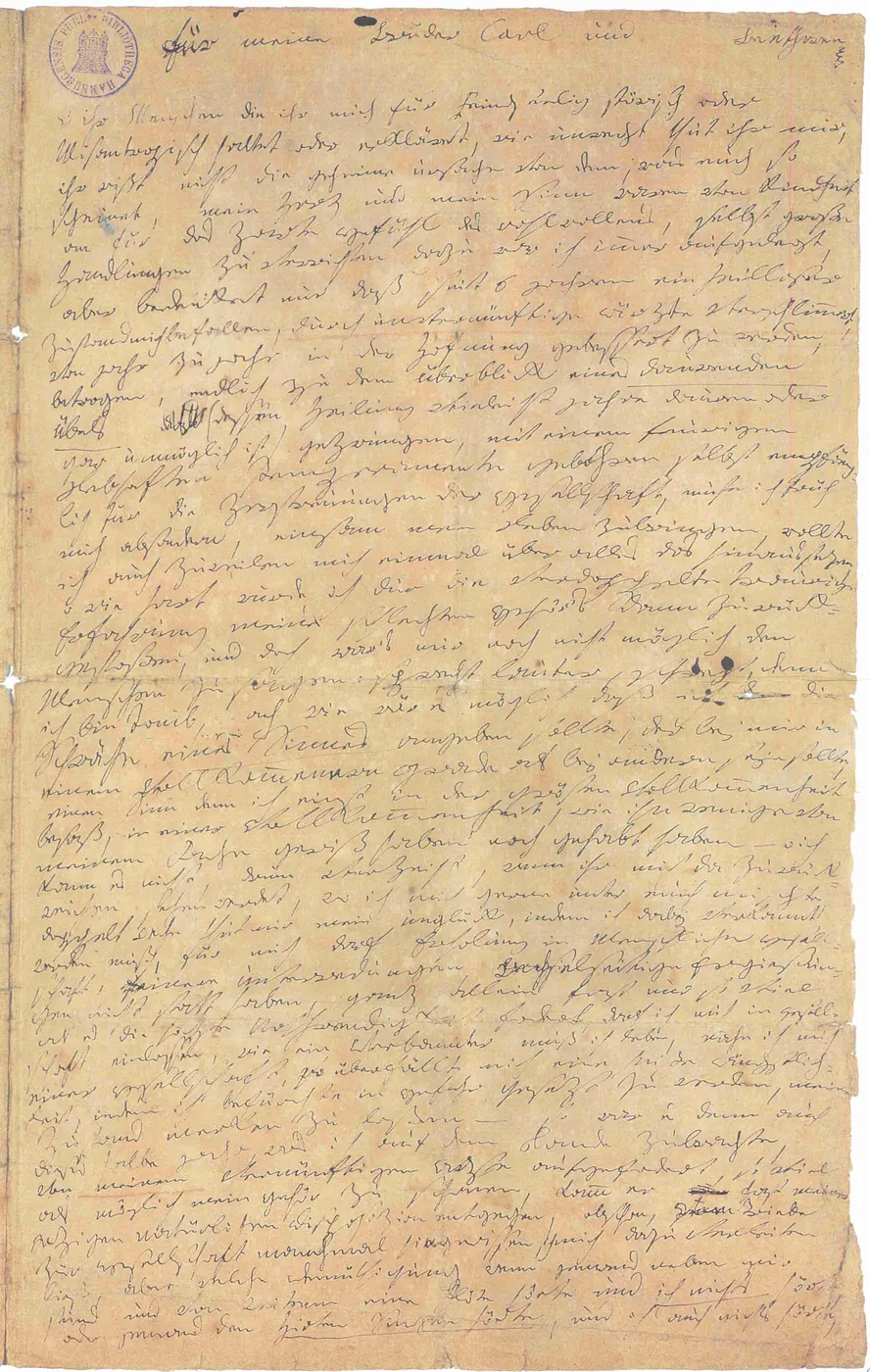 A yellowed letter covered edge to edge in handwritten ink